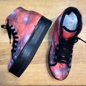 Jeffrey Campbell Pink and Black Galaxy Platform Sneakers